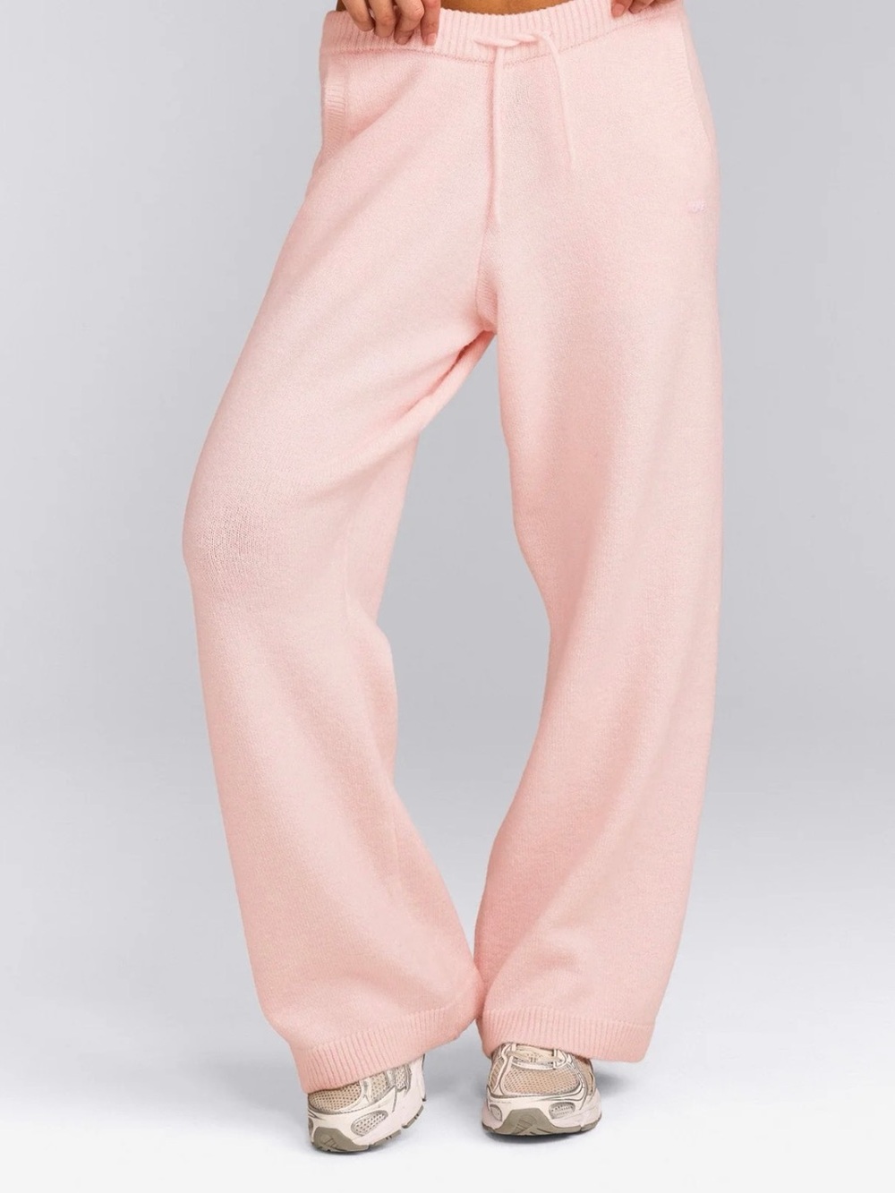 OVERSIZED KNIT STRAIGHT LEG PANTS : Pink Size Small Regular